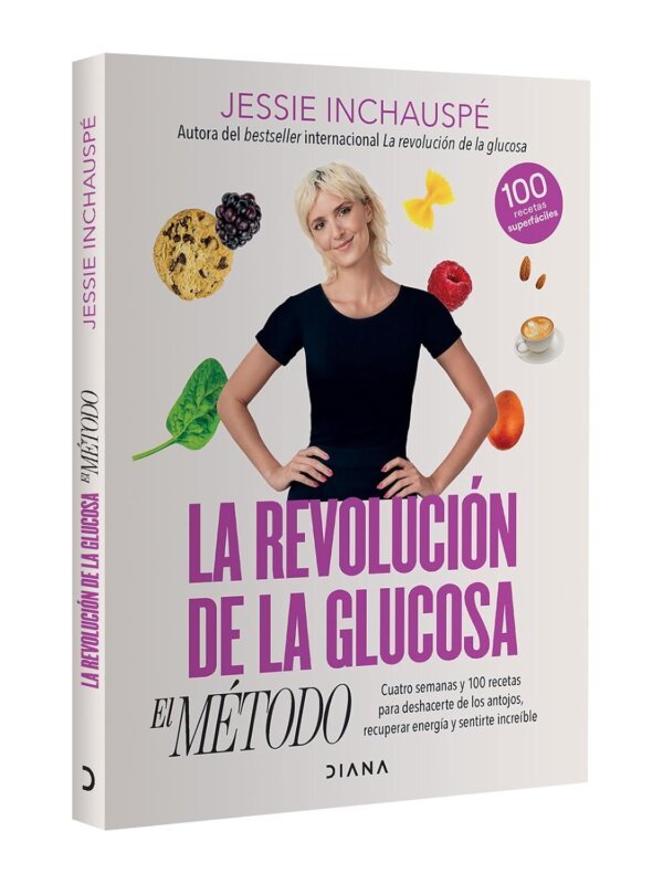 la revolución de la glucosa método ilustrado con alimentos saludables y niveles de azúcar equilibrados